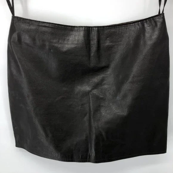 Theory Size 2 Leather Black Brown Chocolate Dark Brown Mini Skirt - Picture 13 of 16